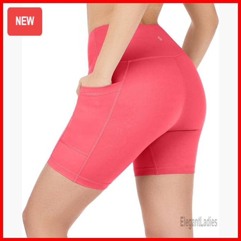 Soft Workout Leggings with Pockets, Tummy Control, Nylon Elastane Blend